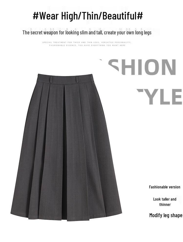 Women's Summer High-Waisted A-line Pleated Drape Skirt Suit