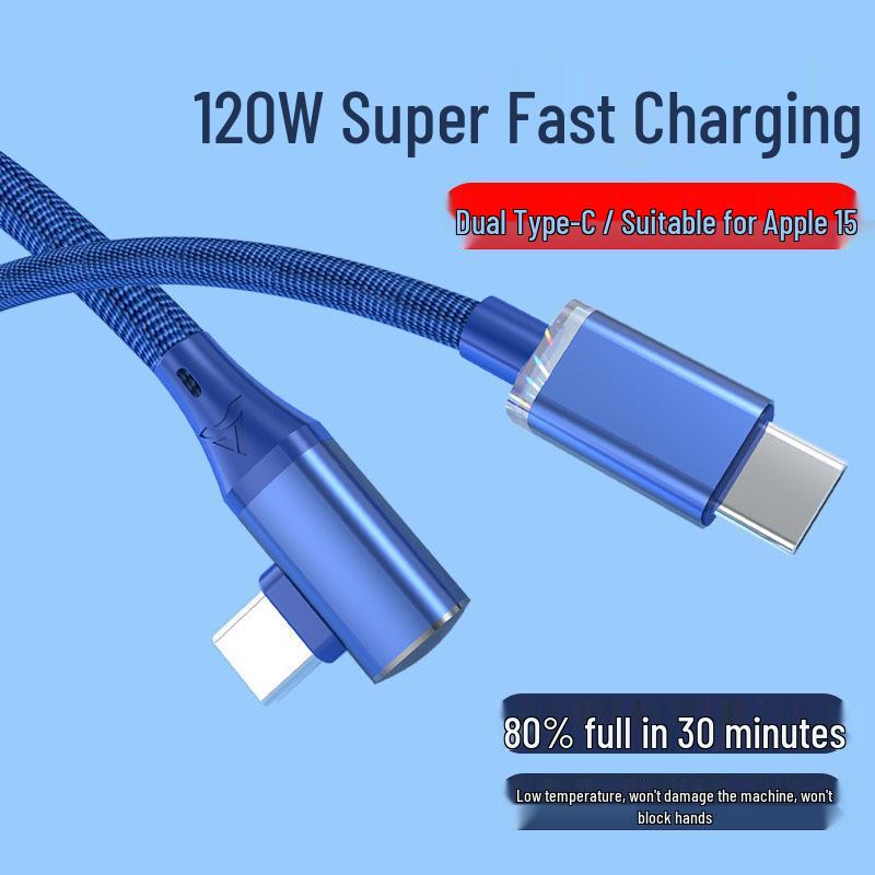 Jingyao 120W Dual Type-C Fast Charging Data Cable for Apple, Huawei, Xiaomi Laptops