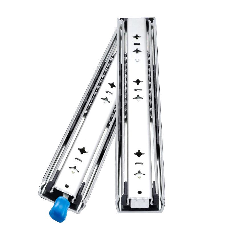 53" Heavy-Duty Industrial Drawer Slide with Lock, High Load, 100kg Capacity, Three-Section, Self-Locking Design