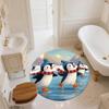 Snowy Day Penguin,Round Area Rug,Carpet Rug for Living Room Bedroom Sofa Playroom Decor,Non-slip Floor Mat