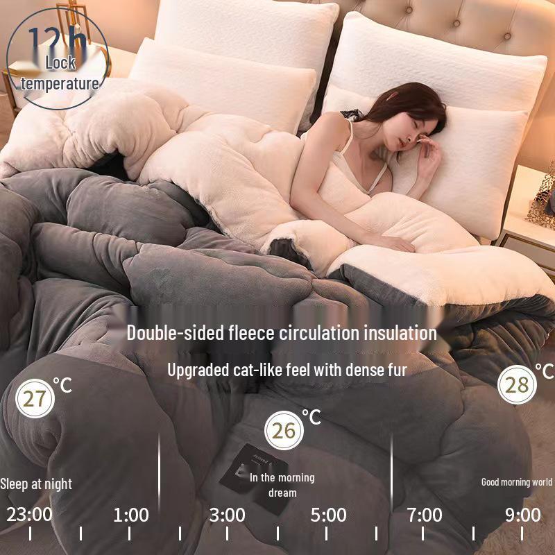 Przytulna Zimowa Kołdra z Aksamitu Jagnięcego - Pogrubiona, Ciepła i Idealna do Akademików lub na Pojedyncze Łóżka