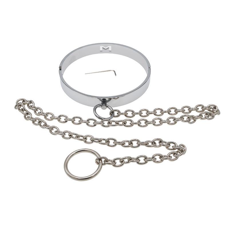 Metal Collar Sexy Toys with Traction Chain Bracelet Men and Women Alternative Adult Toy Props Passion