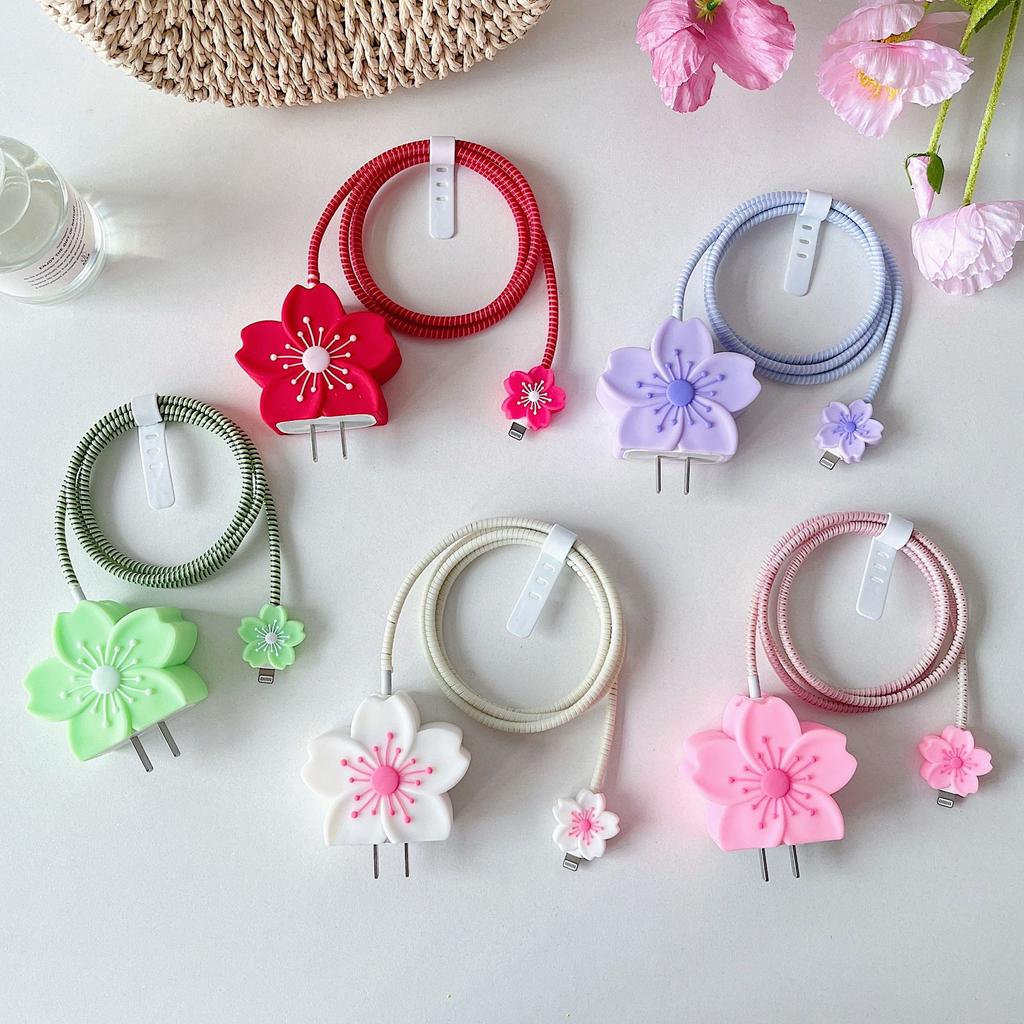 Flower Charger Case for iPhone 16 15 Pro Max 14 13 12 11 18W 20W US Fast Charging Cover Protective Charger Head Sleeve Shell