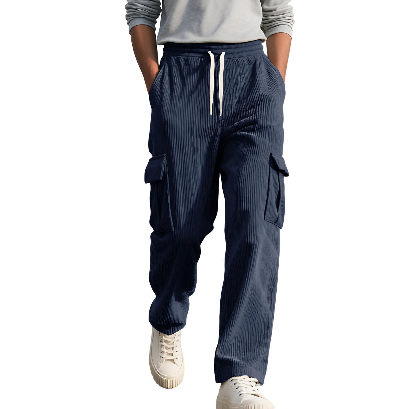 

Мужские Уличные Повседневные Свободные Многокарманные Рабочая одежда Спортивные Брюки M тёмно-синий