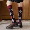 Fashion Plaid Women Stockings Long Socks Stockings Women College Style Knitted Cotton Knee Socks Stockings Japanese School Girls