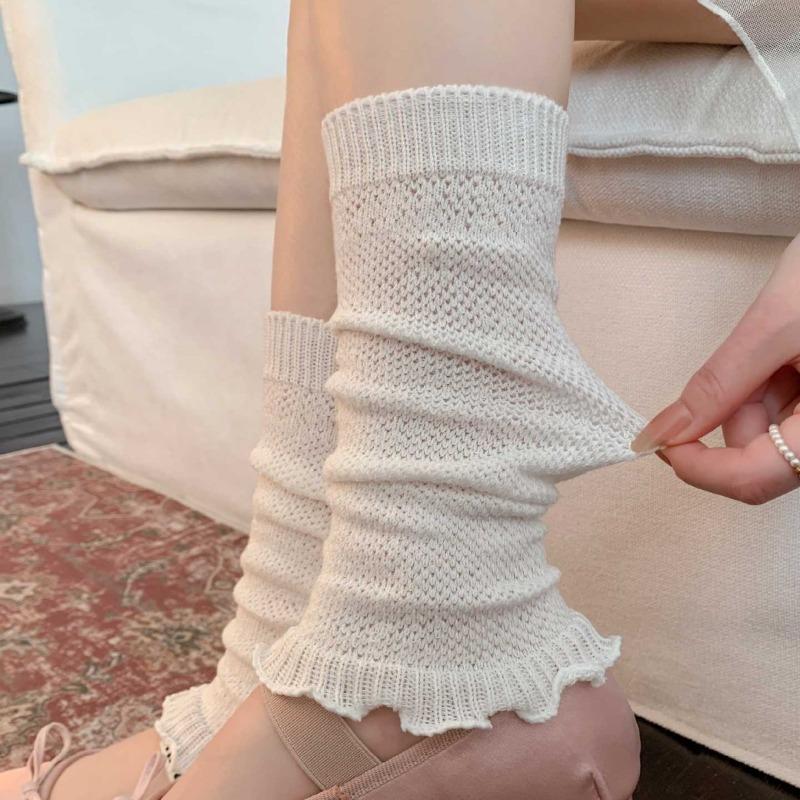 Sock Pile Pile Socks - Spring and Summer Pure Color Embroidered Leg Socks - Versatile and Slimming - Perfect for Children's Long Socks and Leggings