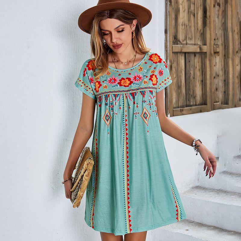 

Holiday Dress2025 Spring and Summer Women s Clothing New Casual Print Holiday Minimalist Short Skirt Loose Dress Green S