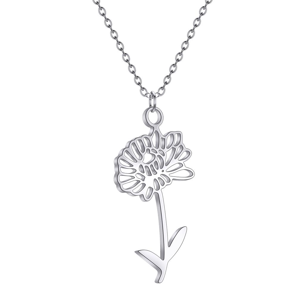 Kinitial Stainless Steel 12 Month Birth Flower Necklace For Women Aesthetic Necklace Birthday Gifts Kpop Jewelry Gift