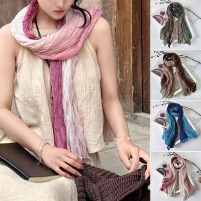 Écharpe Femme Automne Hiver Tie-Dye Écharpe Texture Douce Lisse Châle Toutes Saisons Polyvalent