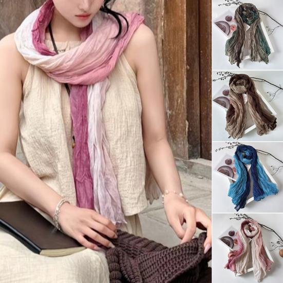 Women Scarf Autumn Winter Tie-Dye Scarf Soft Smooth Texture All-Weather Shawl Versatile Outdoor Accessory