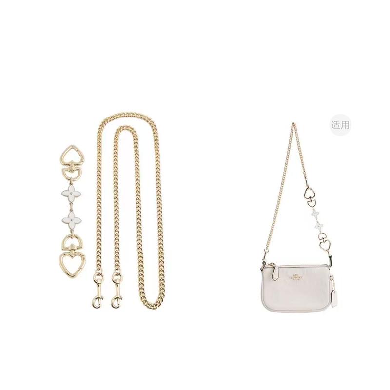 

COACH bag shoulder strap Transformation sauce Transformation sauce White love buckle four-leaf clover extension chain + straight gold long chain 60cm золотий