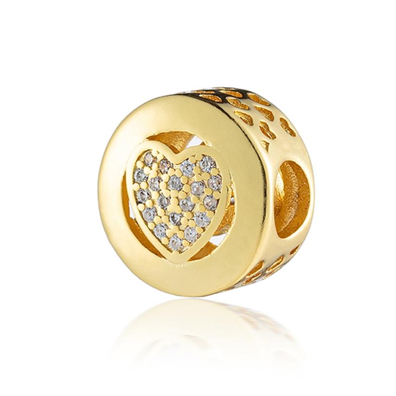 NOI Mărgele Rotunde Strălucitoare Placate cu Aur Clip Potrivite pentru Brățară Originală de Argint Bijuterii DIY Cadou Fundă Inimă Dublă Suspensă