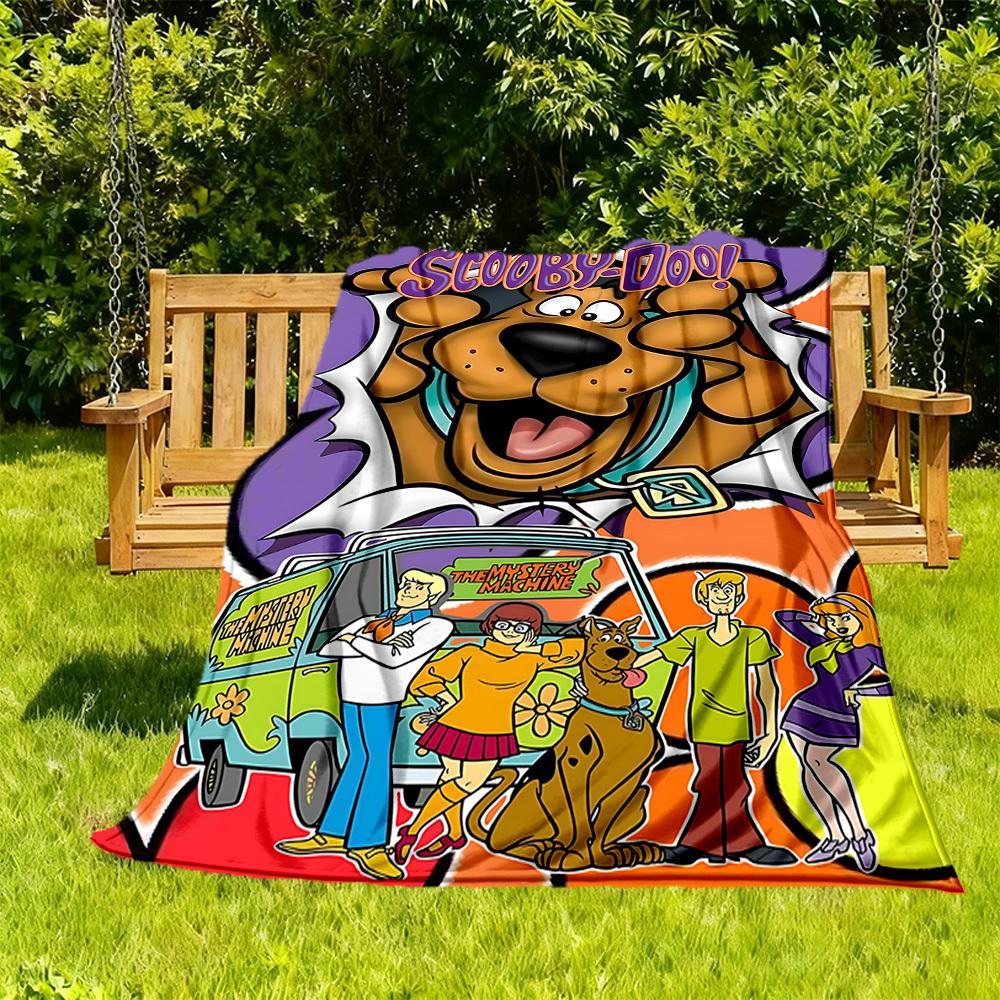 1pz Coperta da Esterno Scooby Doo in Flanella Leggera, Morbida e Calda, Utilizzo Stagione Unica per Divano