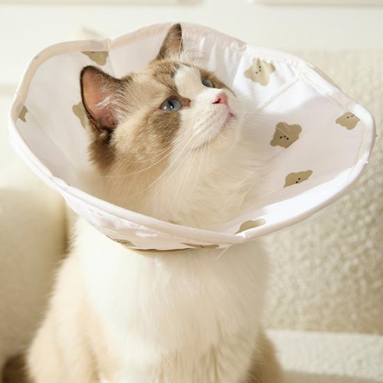 Pet Cone Collar Waterproof Cat Recovery Collar Cute Bear Print Soft Recovery Cone