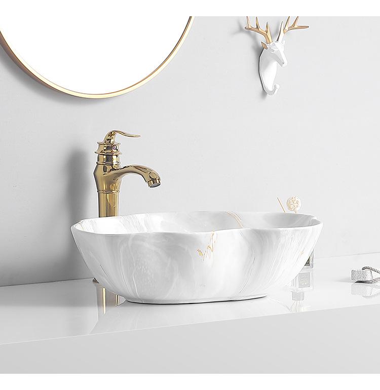 Tengxiang Ivory White Ceramic Marble Countertop Single Hole Top-Mount Sink