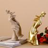 Gold Hand Held Rose Resin Statue, Luxury Romantic Gift for Valentine Anniversary, Elegant Home Table Decor for Women