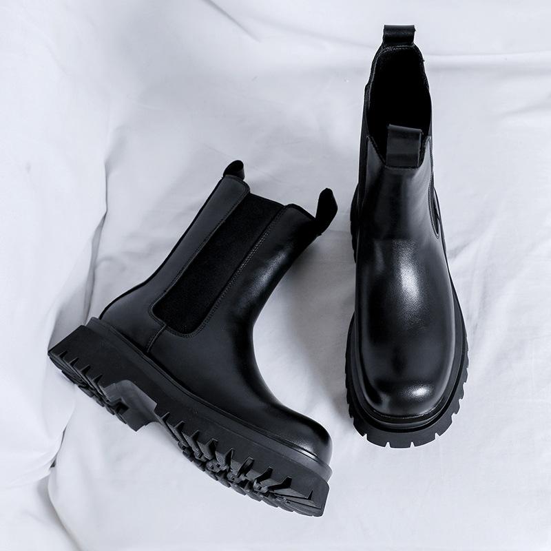 Smoke boots high-top leather shoes British style platform sleeve flow locomotive thin Martin boots 9884-R