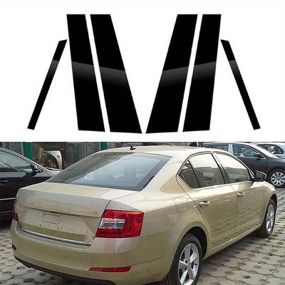 6pcs Fit For Skoda Octavia Mk3 5E 5 Door Liftback 2014-2019 Gloss Paino Black Pillar Posts Door Window Moulding Trim Cover Sticker