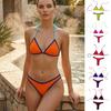 Biquíni Triângulo Feminino Conjunto Triângulo, Top com Amarração no Pescoço e Tanga de Corte Alto, Peça Única de Banho de Secagem Rápida de Verão, Sexy Cor Contrastante
