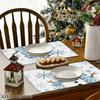 4pcs/6pcs Blue Snowman Placemats Suitable for Dining Table, Winter Farmhouse Table Mats with Snowman Print, Rectangular Place Settings for Xmas Decor,