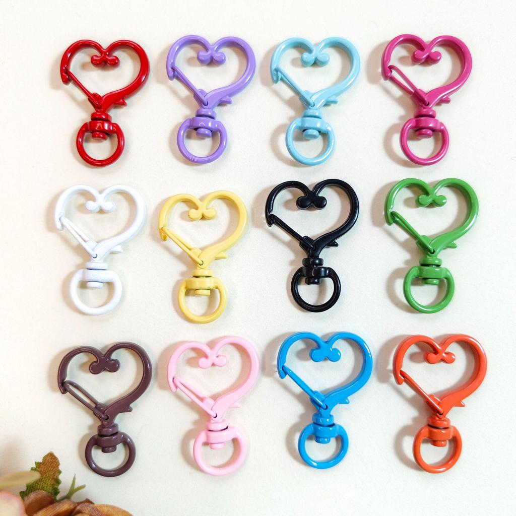 Peach Heart Candy Color Spray Paint Keychain Clasp—DIY Heart-Shaped Connector Ornament