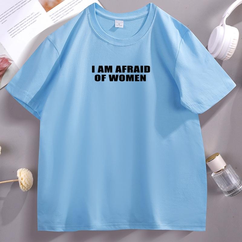 Ich habe Angst vor Frauen T-Shirts Lässig Baumwolle Kurzarm Rundhalsausschnitt T-Shirt Unisex Ehemann T-Shirt Weich Atmungsaktiv Lässige Kleidung Oberteile