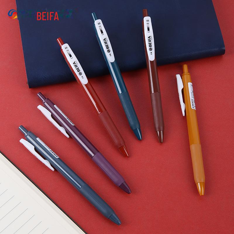 Beifa Retro Color Gel Pen 0.5mm Bullet Tip - Quick Dry Chinese Style for Students