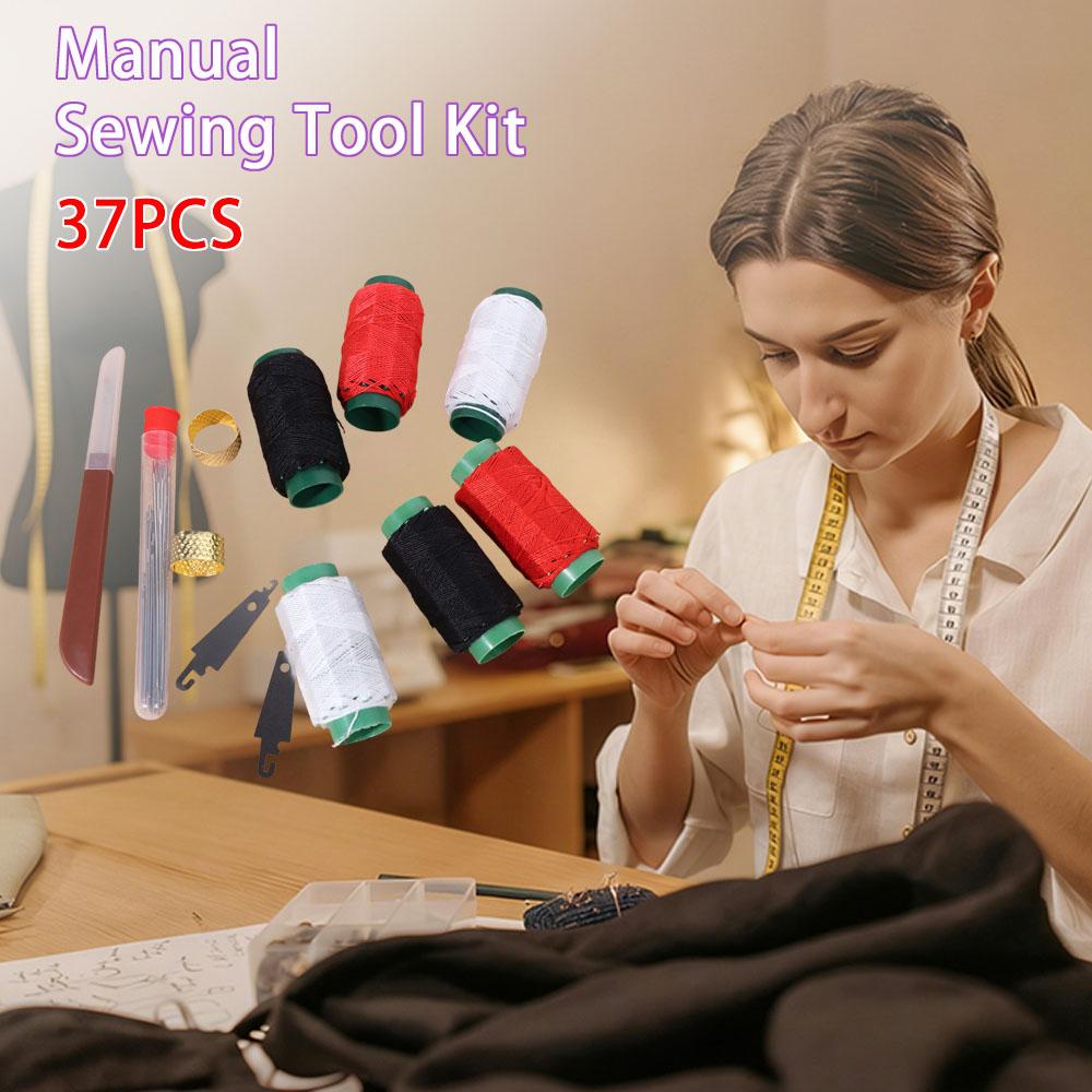 37-teiliges Edelstahl-Nähwerkzeug-Set, Nadeln mit großem Öhr, Manuelles Stahl-Nähwerkzeug-Kit, Basteln