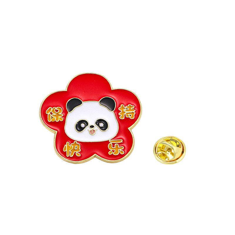 Zinc Alloy Enamel Dropping Brooch, Cute Cartoon Lucky Panda Snake Pattern 2025 Year of the Snake, New Year Festival Decorative Lapel Pin Badge