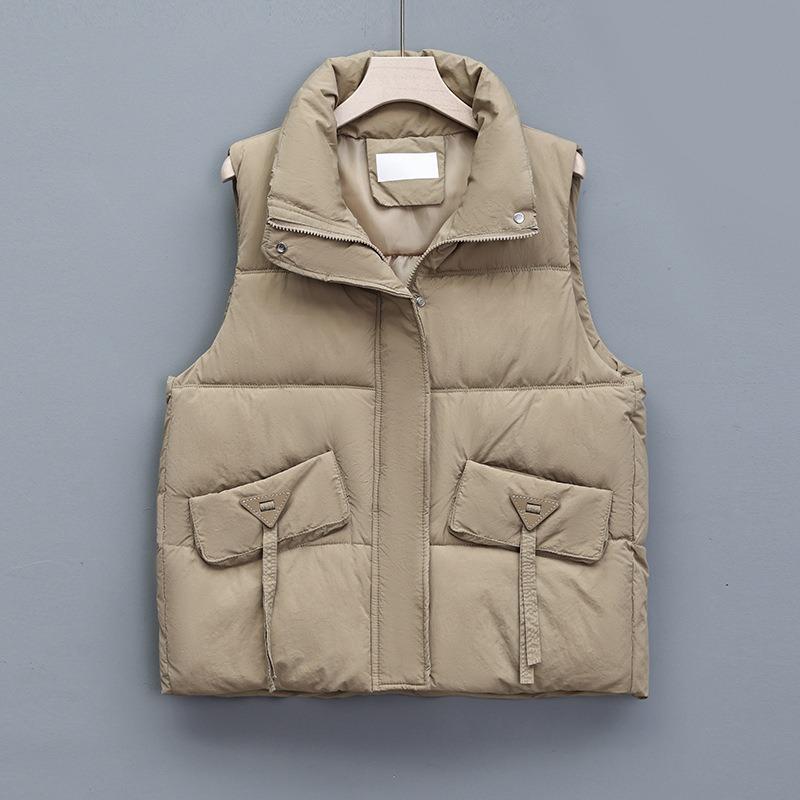 Large Size Down Cotton Vest Women's Short Autumn Wear Design Sense Thickened Vest Cardigan Jacket