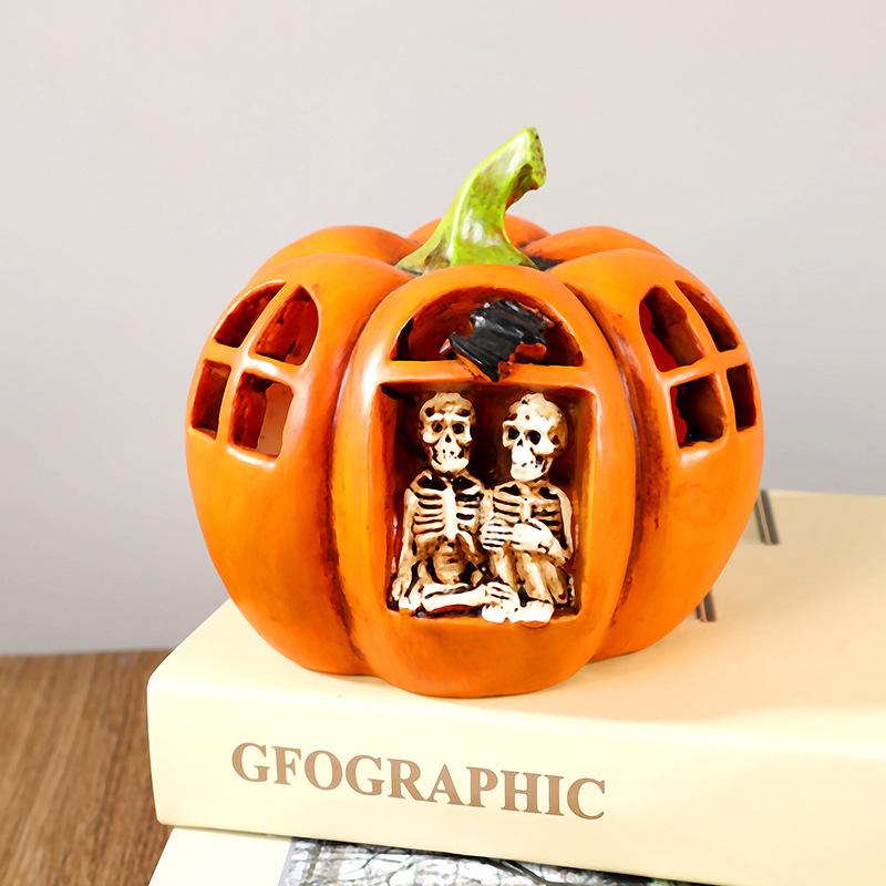 Halloween Pumpkin Tabletop Decoration Resin Bar Ghosthouse Chamber Scenes Halloween Party Skull Props Home Decor Items Gifts