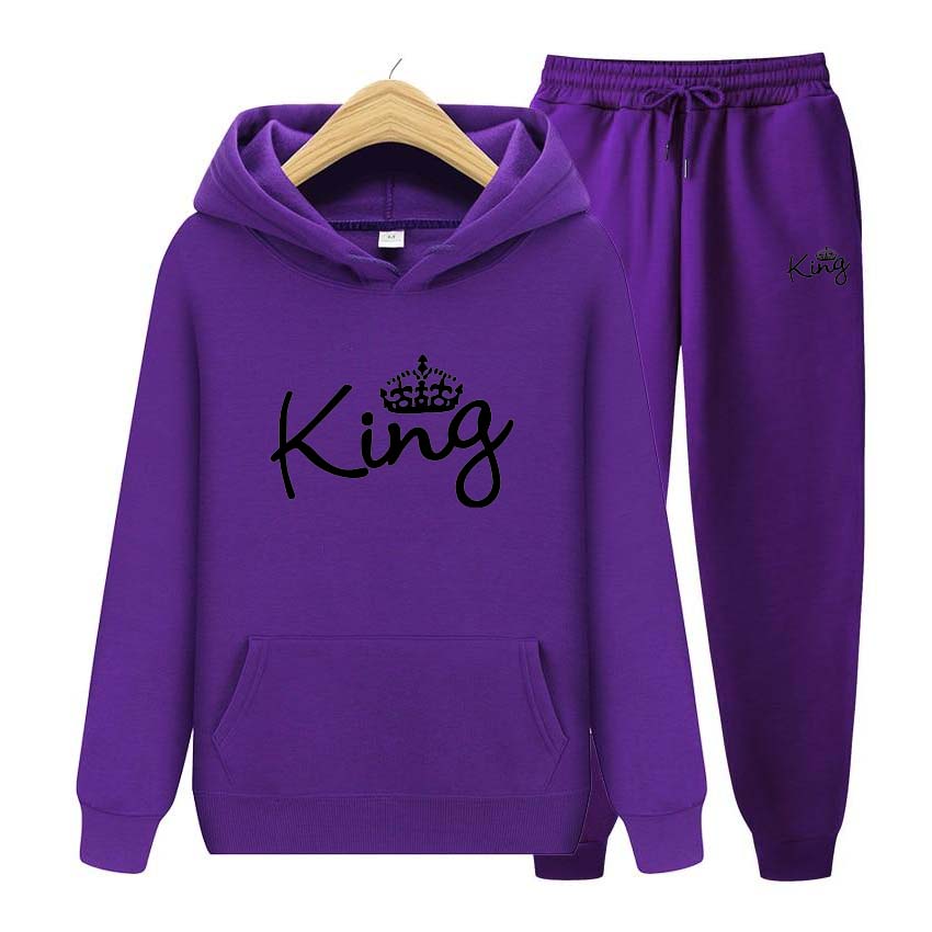 Men Tracksuits Set Spring Autumn King Print Sweatshirt Long Sleeve Hoodie Set Men Womens Hoodies Pants Clothes