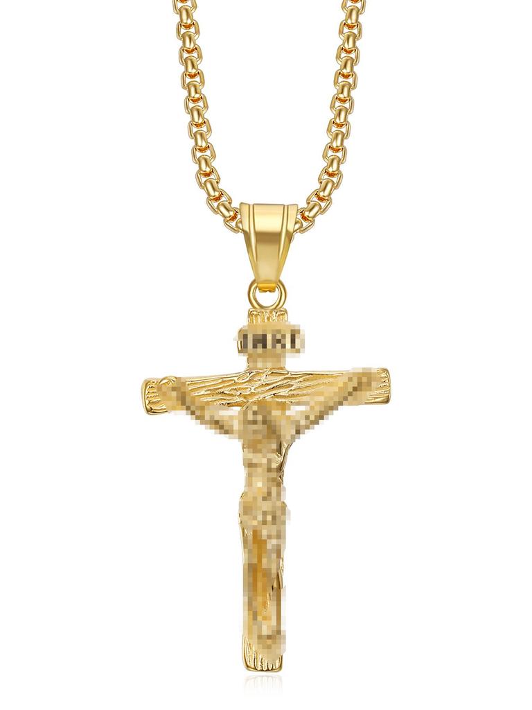 Unisex Titanium Steel Punk Cross Necklace - Non-Fading Hip-Hop Pendant