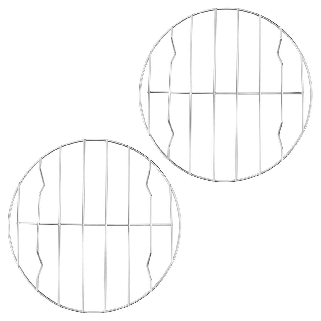 2 stuks Roestvrij Staal Barbecue Stand Roestbestendig Rond BBQ Rek voor Buiten Vlees Vis Groente Grillen Gereedschap