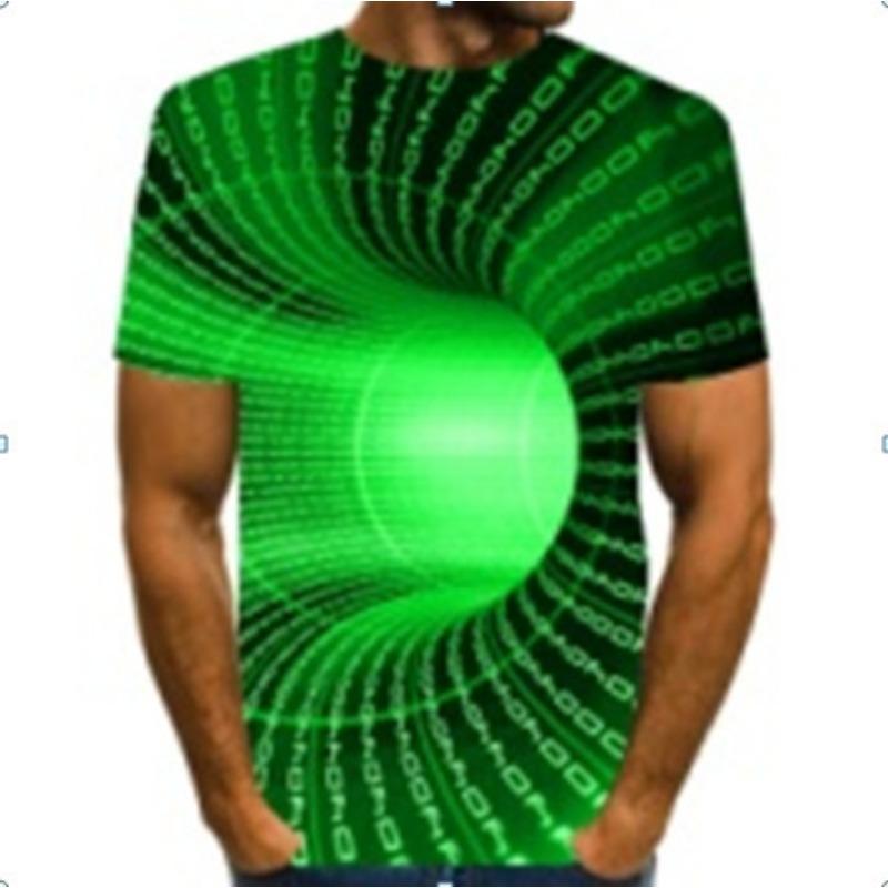 Casual Men's 3D Vortex Printed Short Sleeved Men's Summer 3D T-shirt