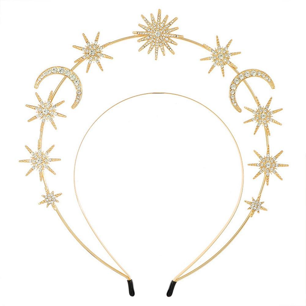 Gold Silver Color Crystal Star Hairband Sparkling Stars Tiaras Bridal Crown Hair Accessories Headwear Princess Queen