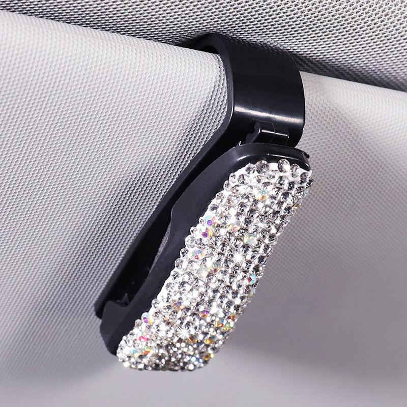 

Multifunctional Cute Diamond-Inlaid Car Visor Sunglasses and Ticket Holder