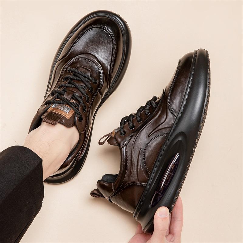 Fashion High Quality Casual Leather Shoes Fashion Soft Sole Comfortable Driving Shoes All-match Formal Business Non-slip Men Sneakers