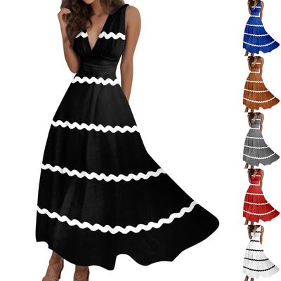 Women's Summer Sundresses Casual Sleeveless V Neck Flowy Beach Long Dress Cute Floral Vacation Party Tank Maxi Dress