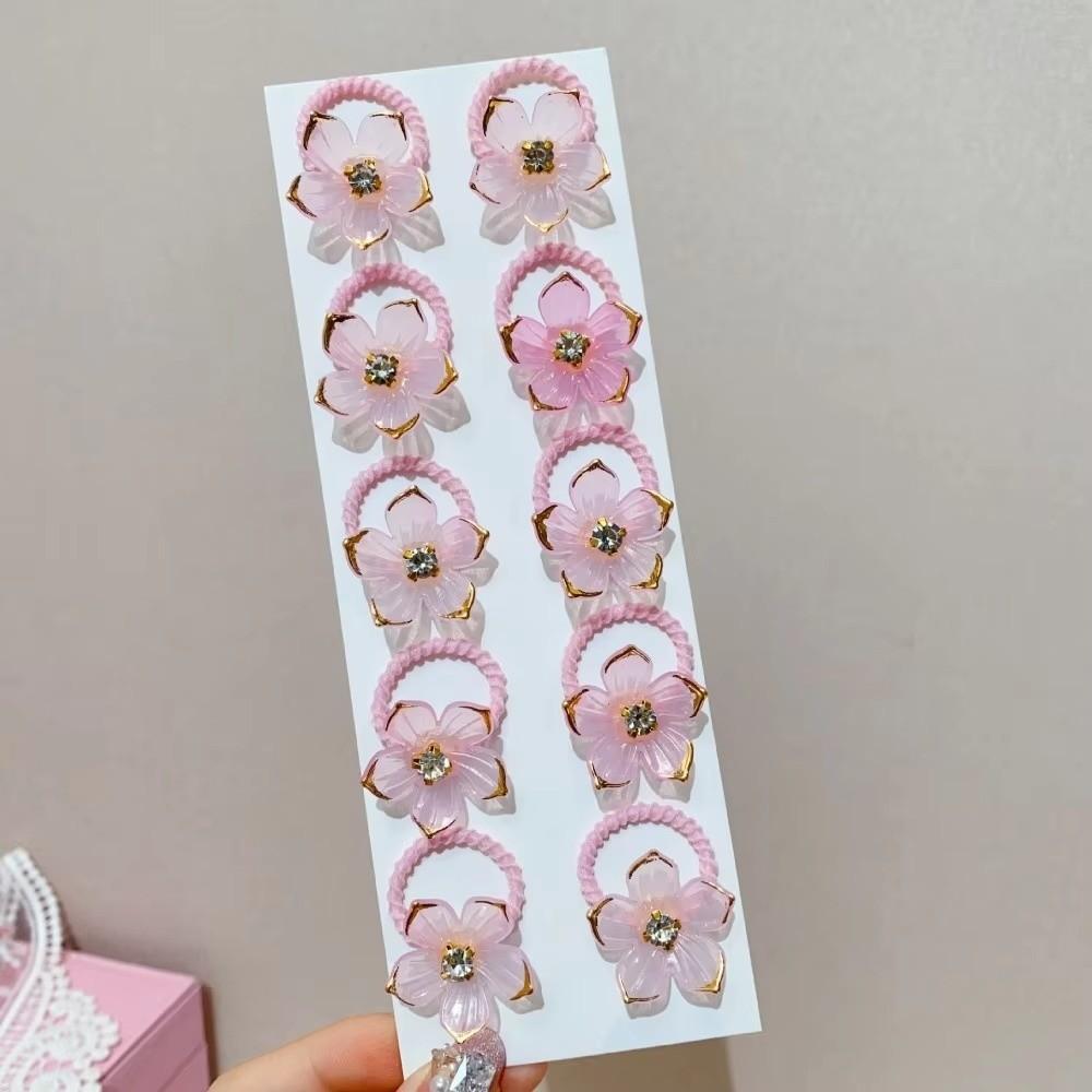 10pcs High Elasticity Flower Girls Hair Ties Durable Braiding Elastic Rubber Bands Fresh Outdoor