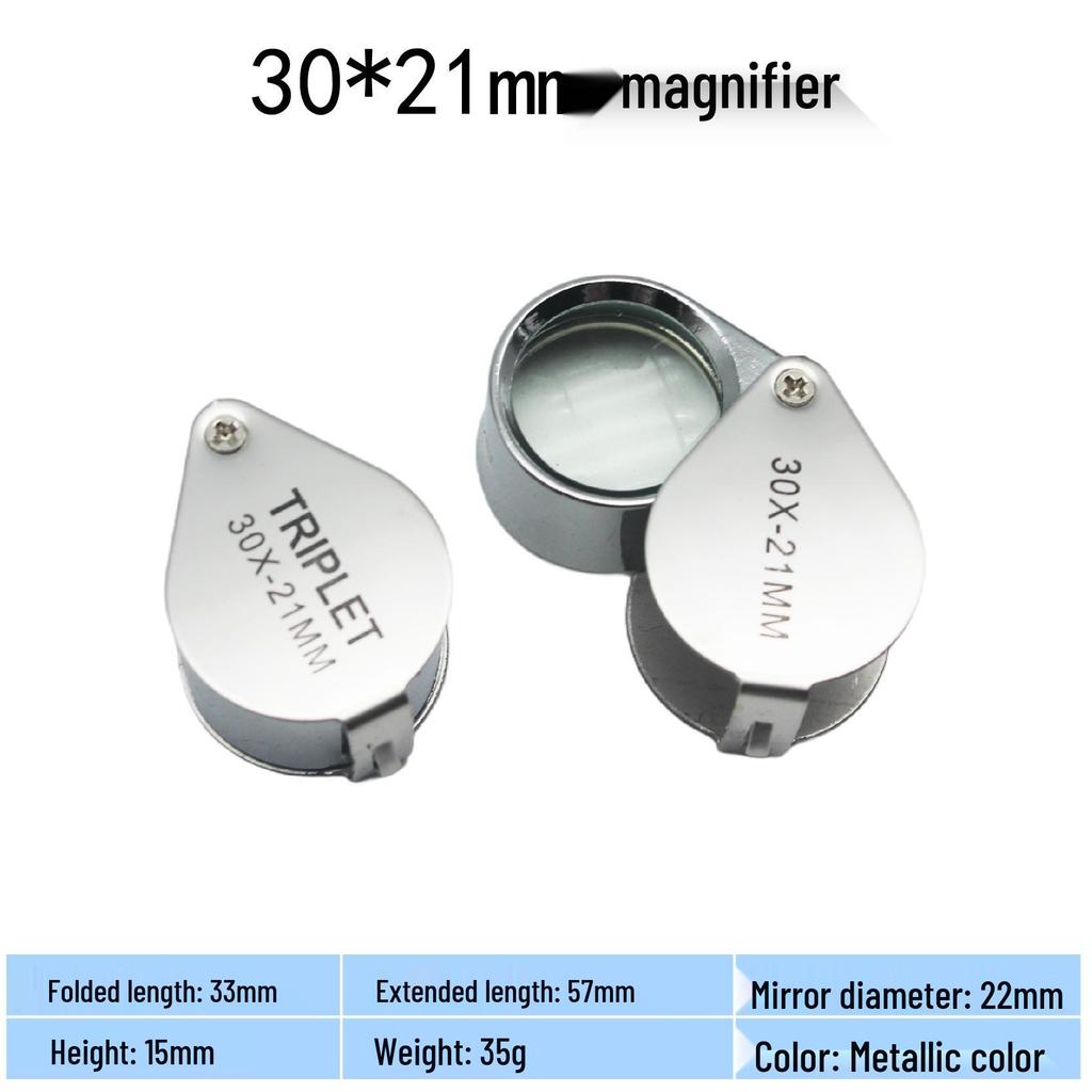 Foldable 30x Mini Magnifying Glass for Jewelry and Geological Antiques Identification