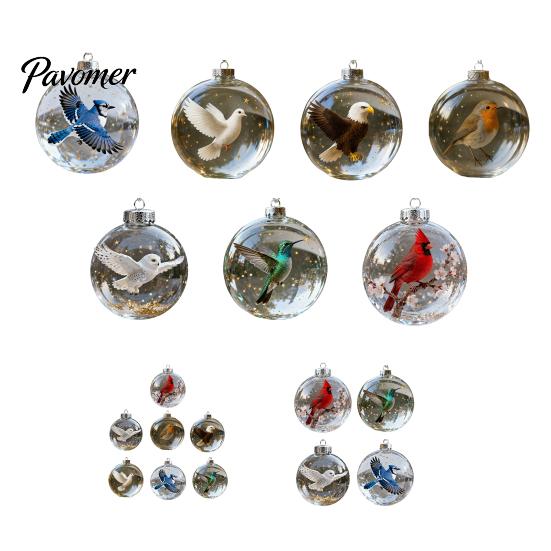 Christmas Tree Decorations 1/4/7Pcs Faux Crystal Glass Bird Ornament Vintage Blown Ornaments Ball Hanging Red Pendant Fireplace Table Decoration Home