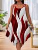 2026 new women's clothing printed shoulders random European and American fashion large size dress women with hem summer