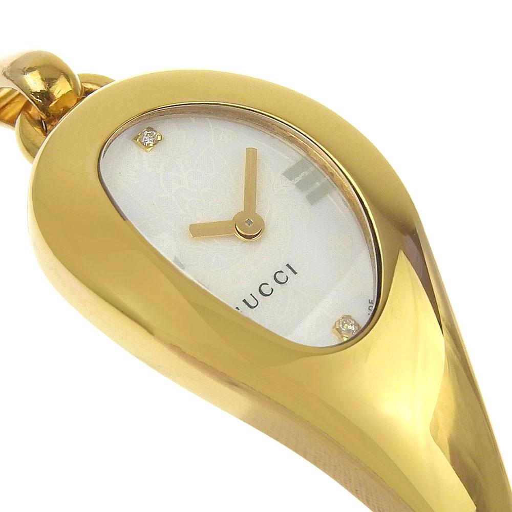 GUCCI Horsebit Watches YA103 whiteDial Plated Gold Quartz Analog display Women Used
