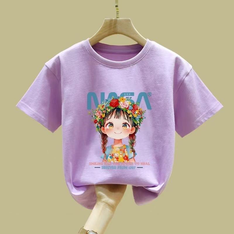 Girls White Short Sleeve T Shirt Summer Casual Top For Big Kids