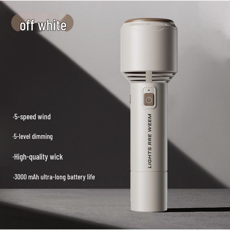 

Rechargeable Long-Range Portable Flashlight & Fan for Outdoor Camping & Mountaineering 3000mA белый