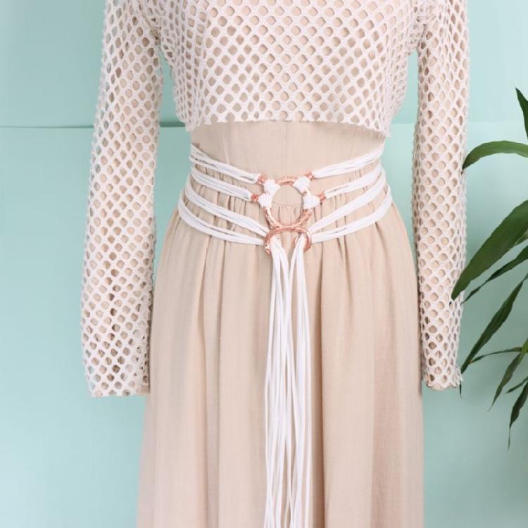 Adjustable Faux Leather Belt Long Rope Crossing Waist Strap Design Secure Metal Clasp Girdle For Stylish Styling