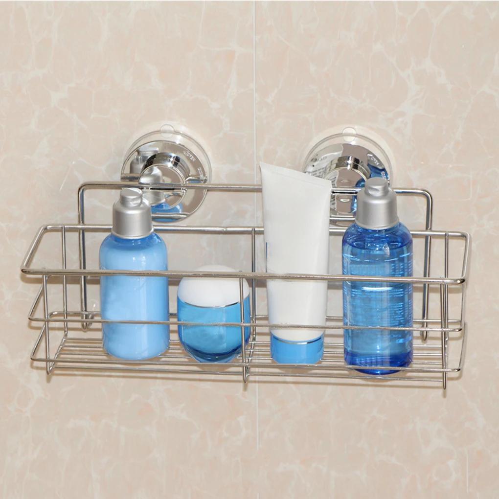 Stainless Steel Storage Bracket Suction Cup Deep Bath Wall Shelf Shampoo Shower Gel Bathroom Holder Bedroom Organizer Mini Shelf