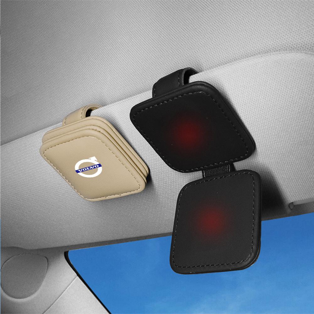 1Pcs Car Leather Glasses Clips Sun Visor Sunglasses Storage Fastener For Volvo Xc60 V50 V40 Xc90 S40 S60 S60 V90 V60 S90 Xc40
