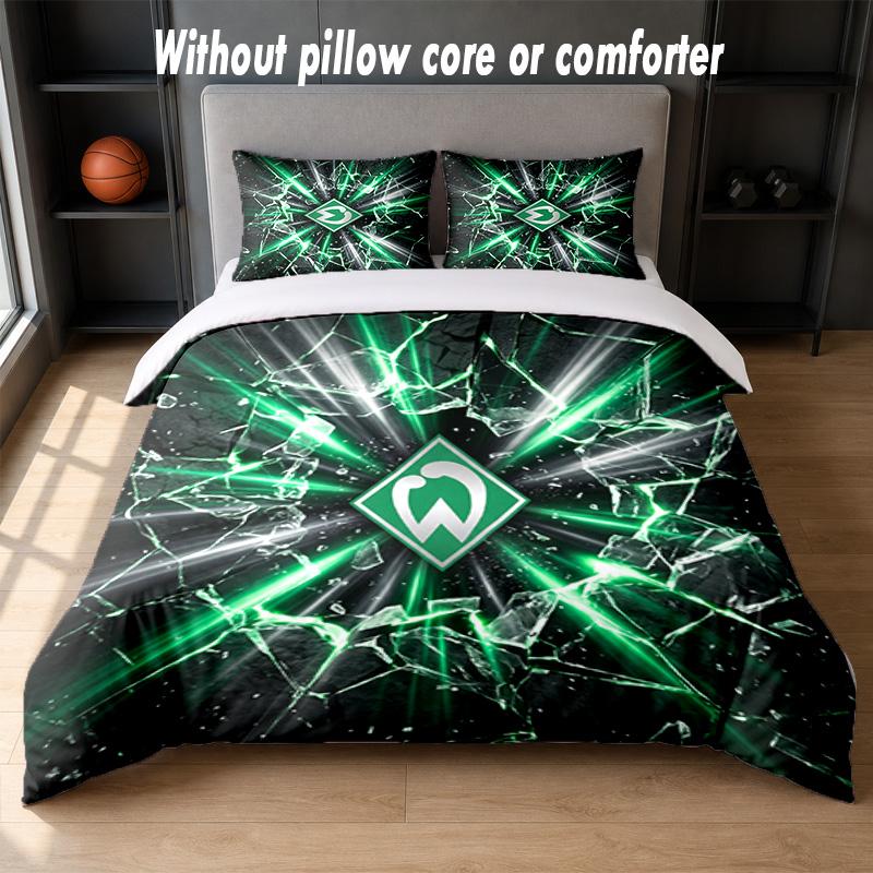 Werder Bremen Football Design Bed Bedding Set 1 Duvet Cover + 2 Pillowcases Soft Breathable Household Bed Linens